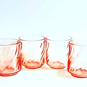 Arcoroc Kitchen 4 Arcoroc France Rosaline Pink Swirl Depression Glass Mugs Poshmark